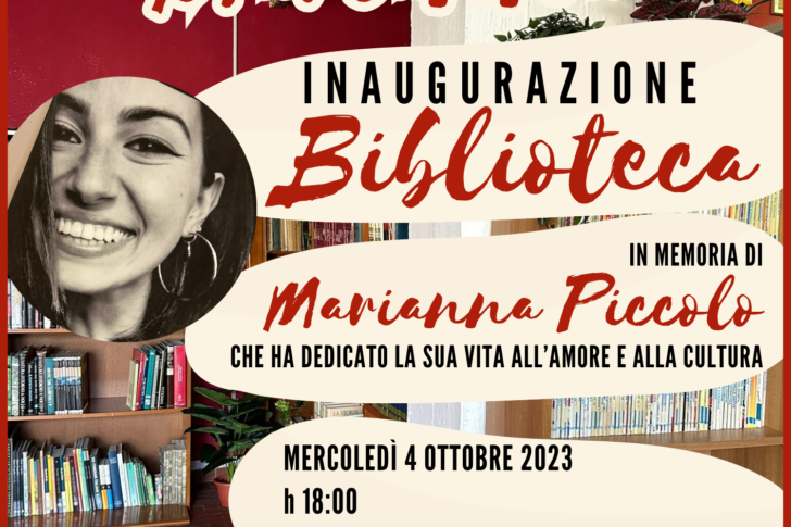 locandina inaugurazione biblioteca l’angolo di marianna